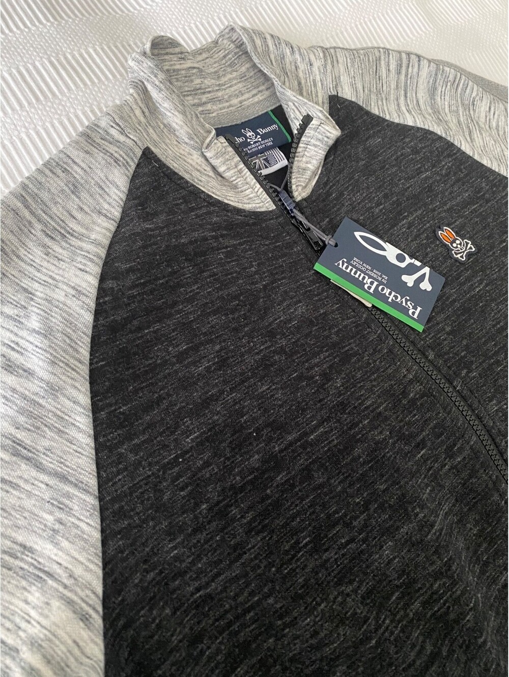 Psycho Bunny Bedford Track Jacket Full Zip Sweatshirt Heather Granite Sz 4 S NWT